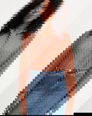 Silvian Heach cămașă RAPANE culoarea maro, cu guler clasic, regular, GPA25413CA