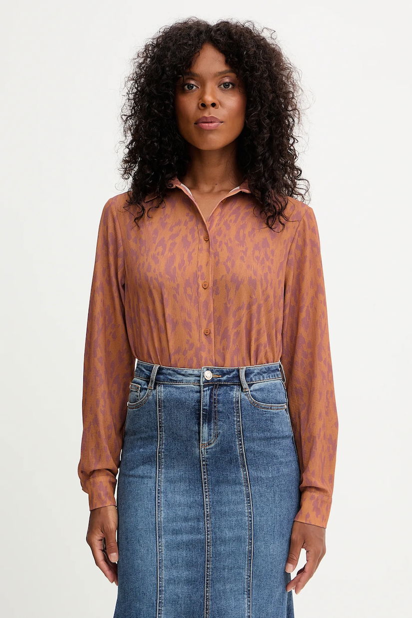 Silvian Heach cămașă RAPANE culoarea maro, cu guler clasic, regular, GPA25413CA