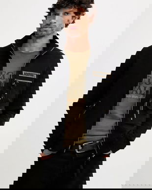 Aeronautica Militare bluză culoarea negru, cu imprimeu, FE2069UF00668