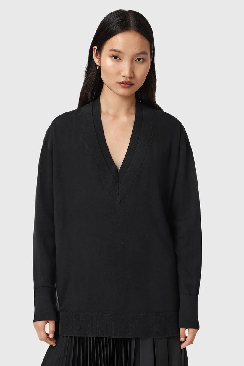 AllSaints pulover din amestec de lână BERN culoarea negru, light, W050KD