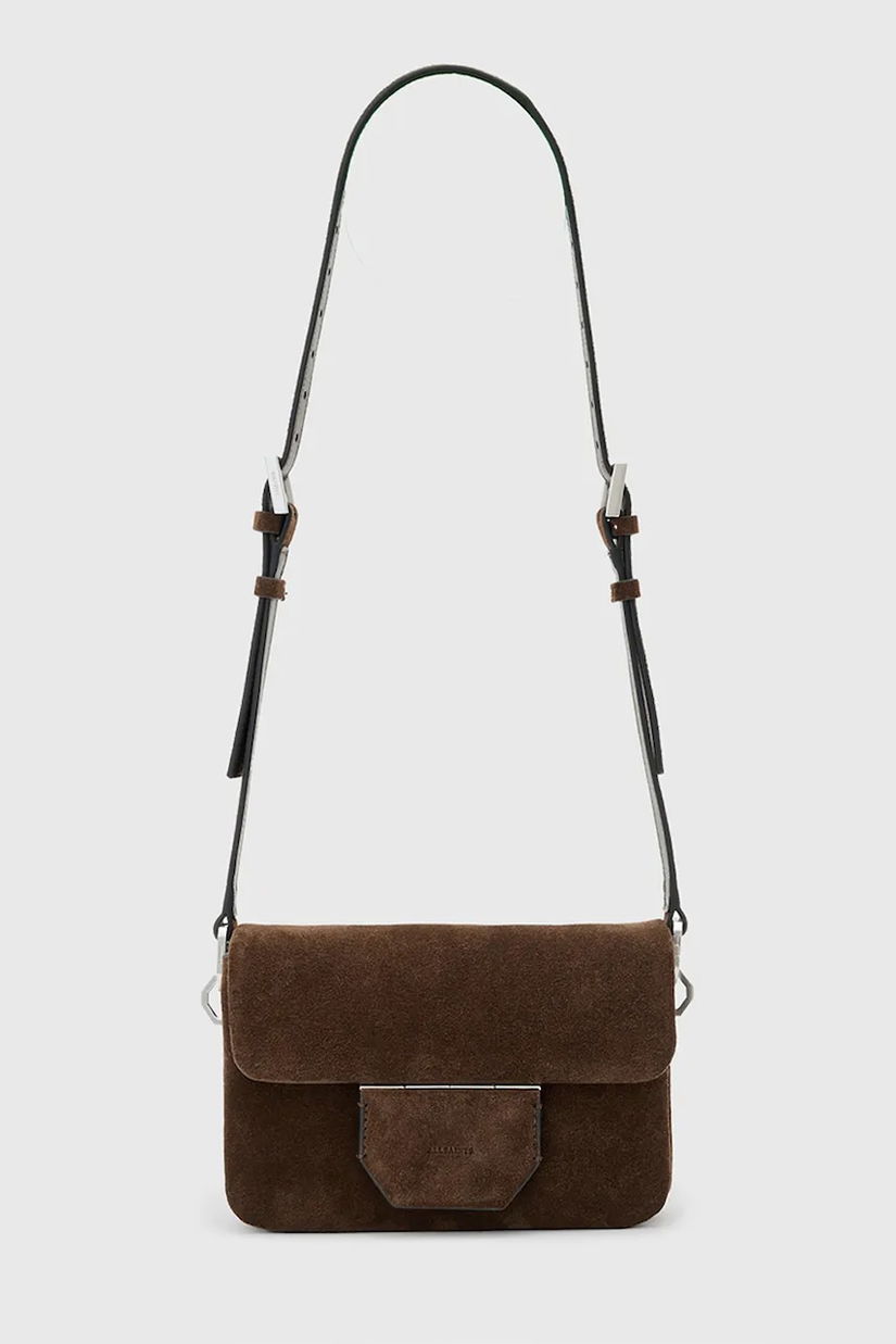 AllSaints geanta de mana din piele întoarsă JUPITER culoarea maro, W363XD