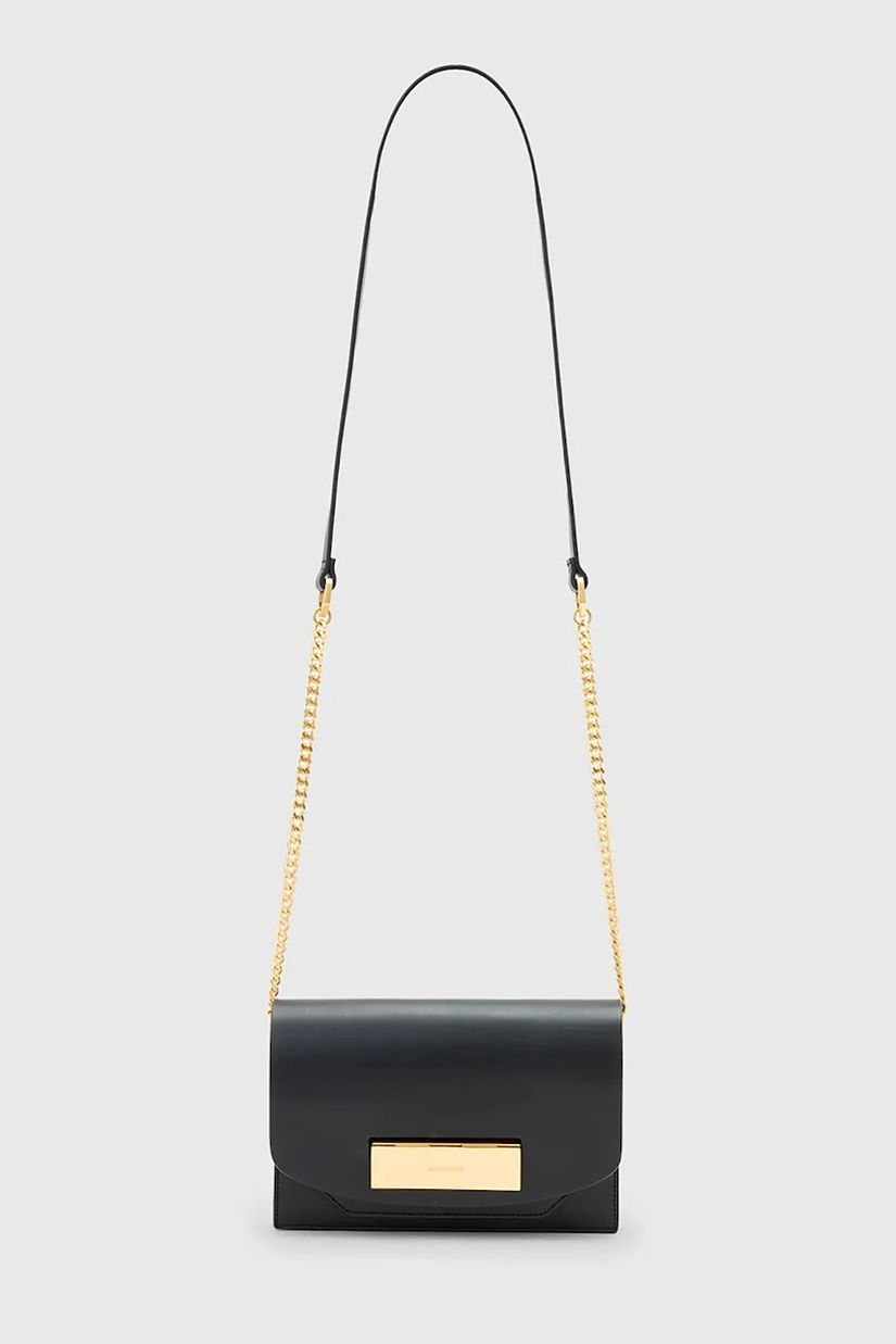 AllSaints poșetă de piele ETTA culoarea negru, W339XD