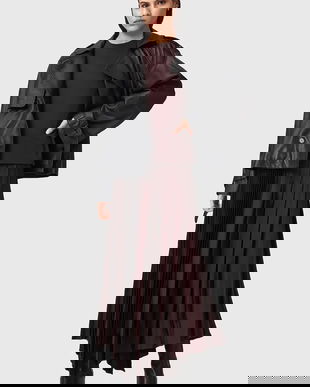 AllSaints fustă JAX culoarea bordo, midi, evazați, W065RD