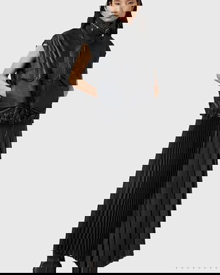 AllSaints fustă JAX culoarea negru, midi, evazați, W065RD