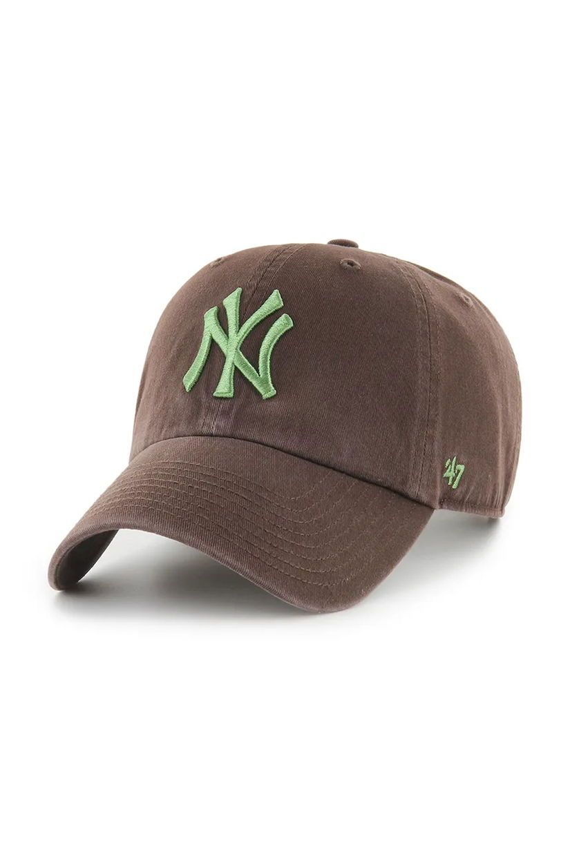 47 brand șapcă de baseball din bumbac MLB New York Yankees culoarea maro, B-NLRGW17GWS-BWI