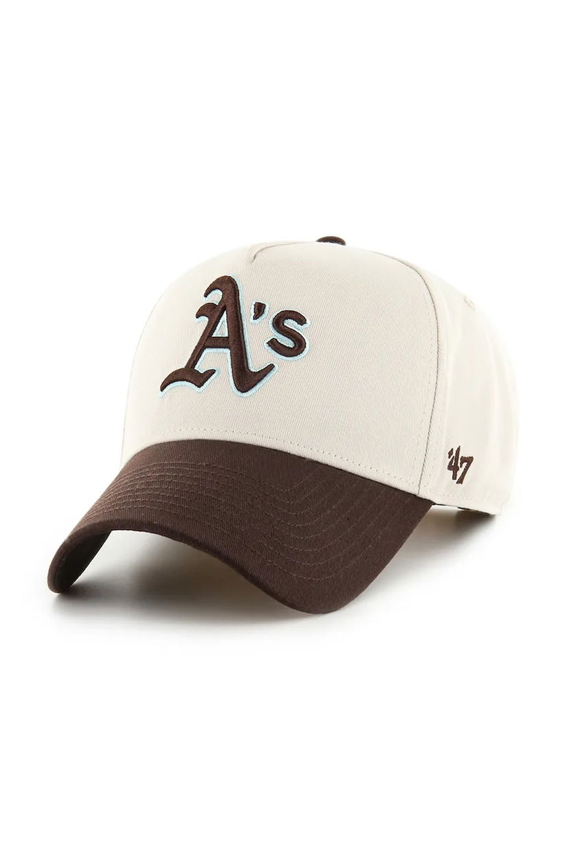 47 brand șapcă de baseball din bumbac MLB Athletics Sure Shot culoarea bej, BCPTN-MDTTC18GWP-BN08