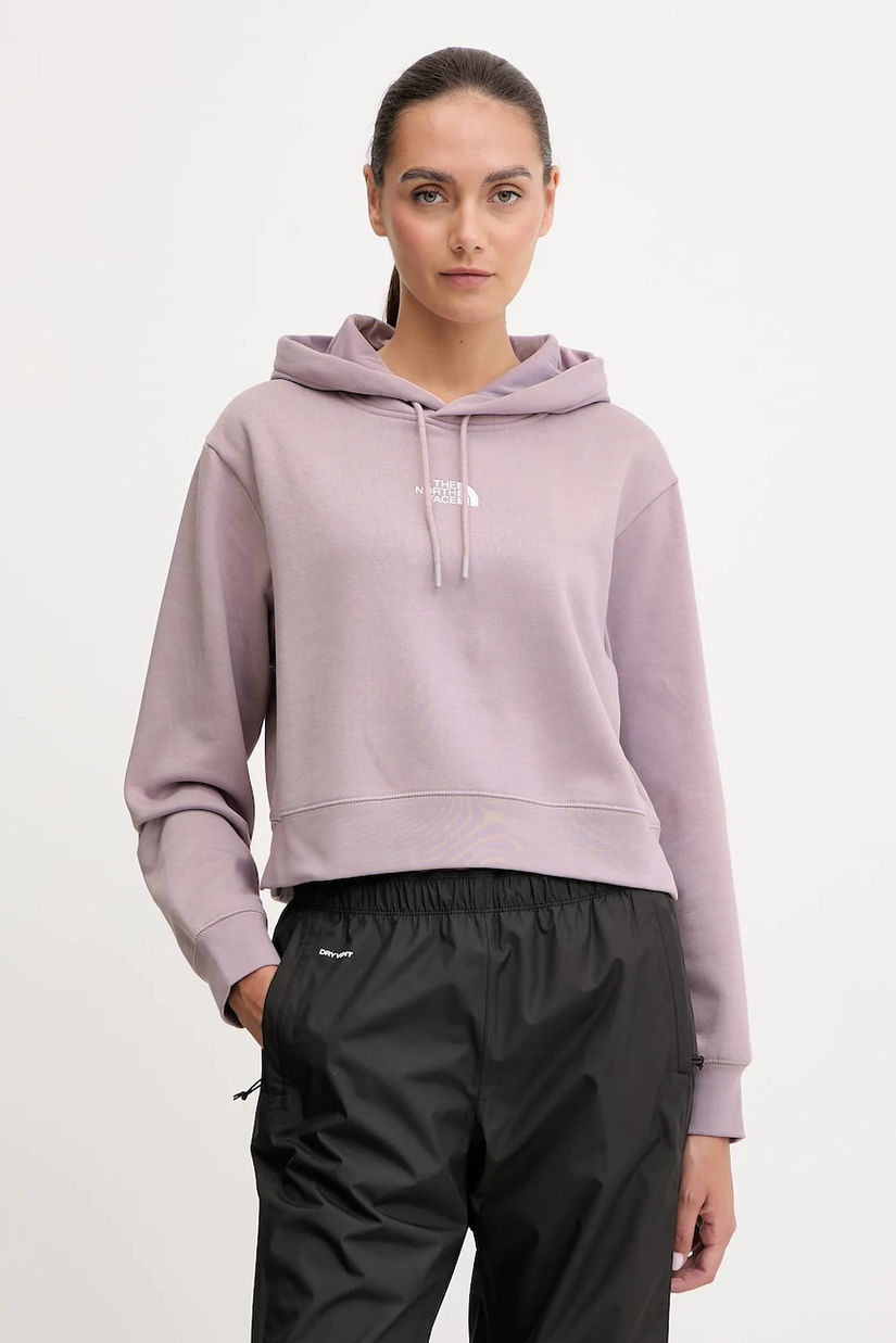 The North Face bluză Essential culoarea roz, cu glugă, uni, NF0A89EXD2Q1