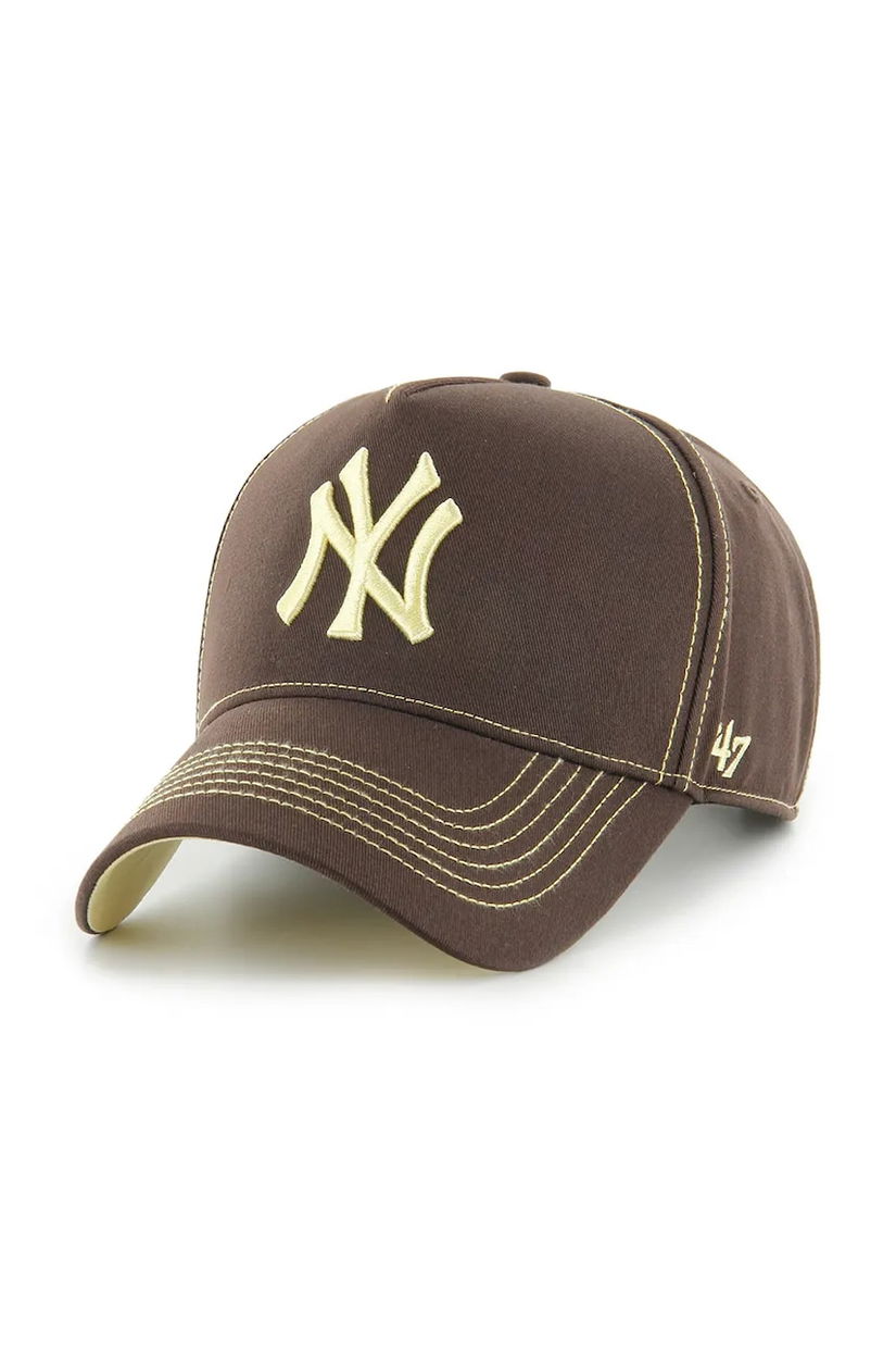 47 brand șapcă de baseball din bumbac MLB New York Yankees culoarea maro, B-CONDT17GWS-BW