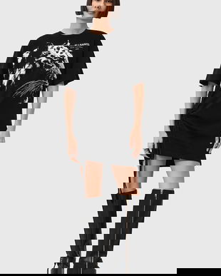 AllSaints rochie din bumbac IVANA culoarea negru, mini, oversize, W077DD