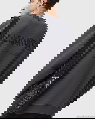 AllSaints hanorac de bumbac FUTURE culoarea gri, cu imprimeu, M001ND