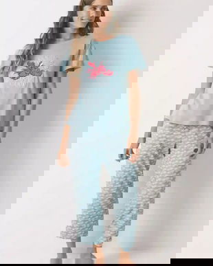 women'secret pijamale de bumbac culoarea turcoaz, bumbac, 3132100