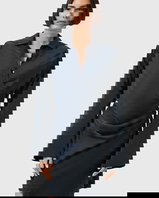 AllSaints rochie TIRA culoarea bleumarin, mini, mulată, W013DD