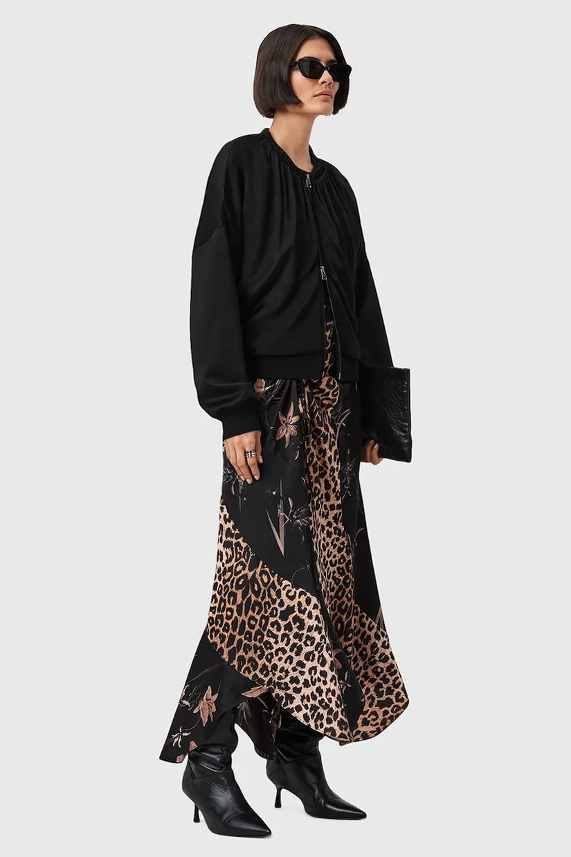 AllSaints fustă ARLEEN culoarea negru, maxi, evazați, W006RD