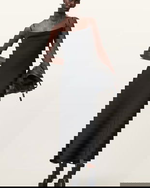 AllSaints rochie HADLEY culoarea negru, midi, mulată, W033DZ