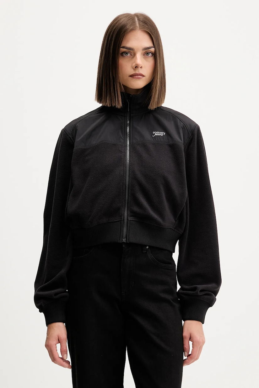 Tommy Jeans bluză culoarea negru, uni, DW0DW21606