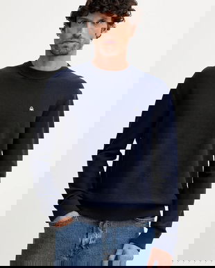 United Colors of Benetton pulover culoarea bleumarin, 1V4KU10AF