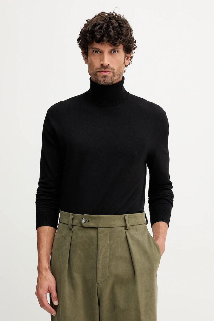 United Colors of Benetton pulover culoarea negru, light, cu guler, 110XU2025