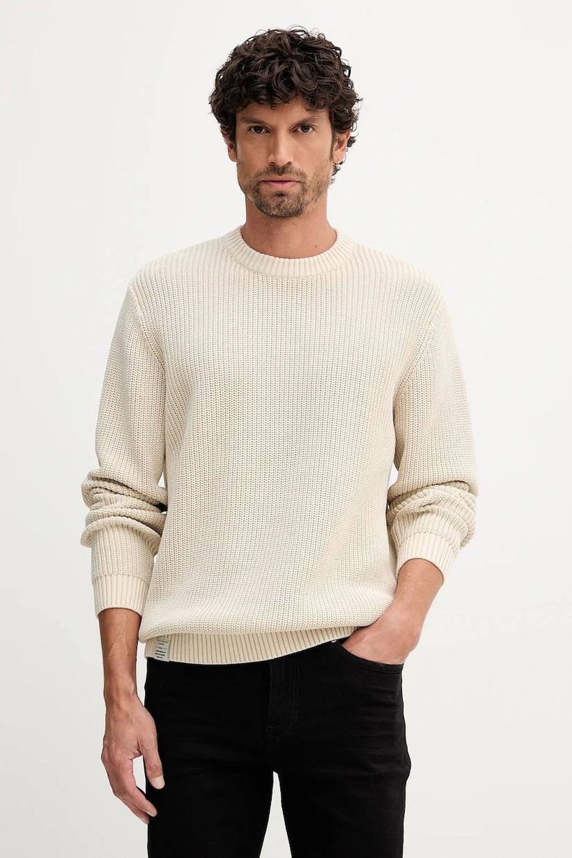 Pepe Jeans pulover de bumbac culoarea bej, călduros, PM7000022