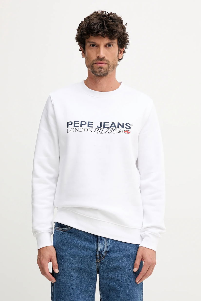 Pepe Jeans bluză culoarea alb, cu imprimeu, PM5800029