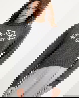 Patou pulover de lână culoarea gri, călduros, KN2788064