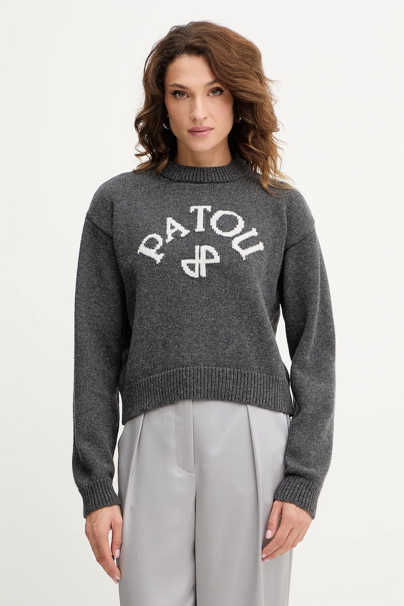 Patou pulover de lână culoarea gri, călduros, KN2788064