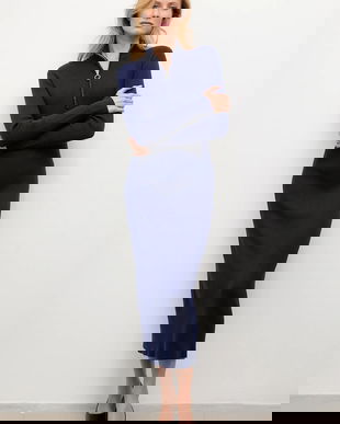 Answear.LAB rochie de cașmir culoarea albastru marin, midi, mulata