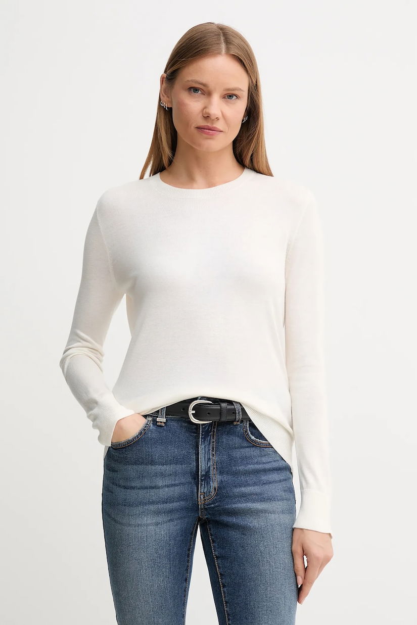 United Colors of Benetton pulover din amestec de mătase femei, culoarea bej, light, 1ZRED10CP