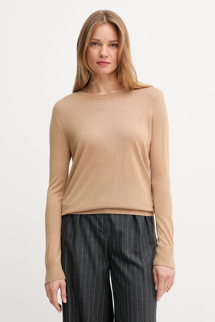 United Colors of Benetton pulover din amestec de mătase femei, culoarea bej, light, 1ZRED10CP