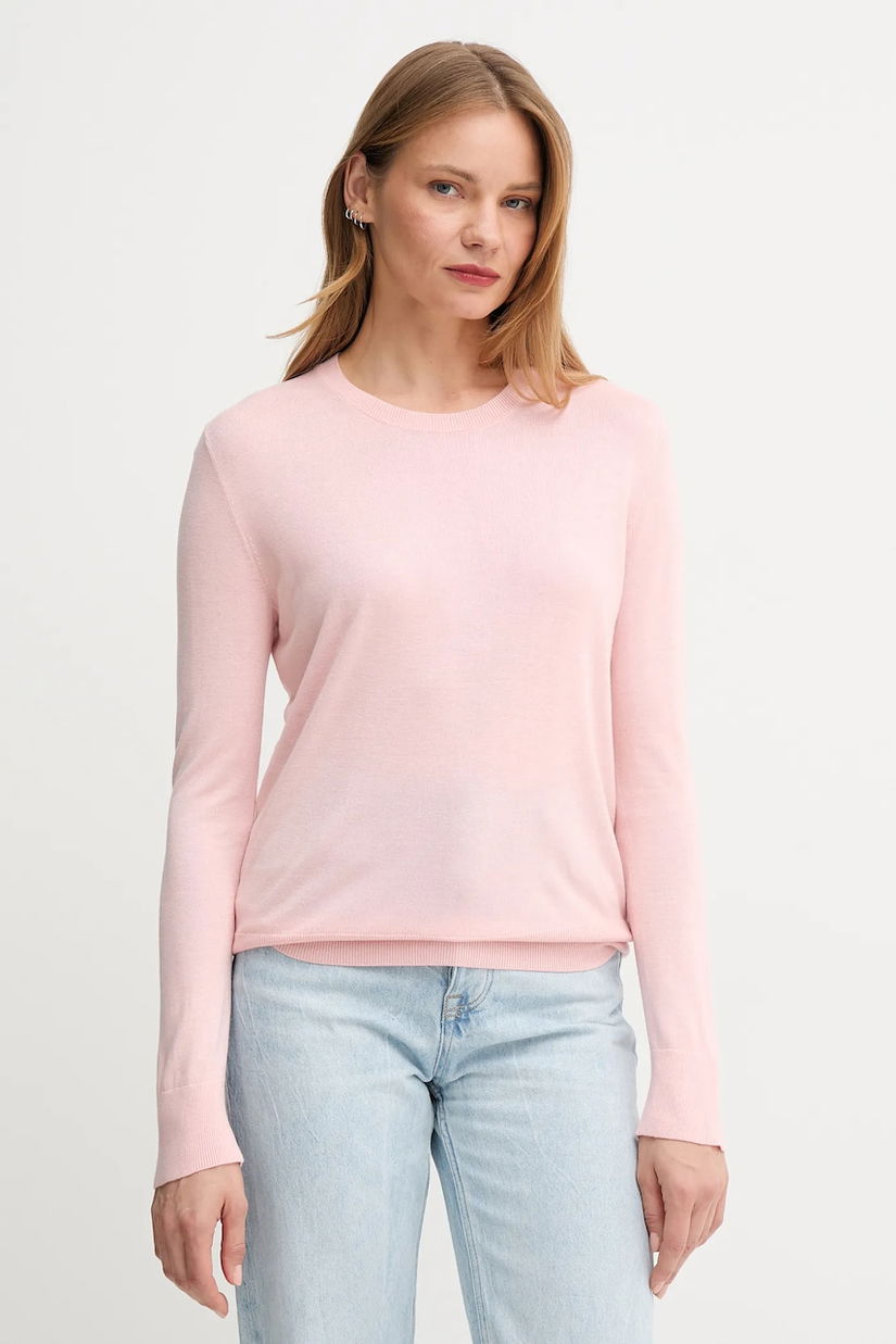 United Colors of Benetton pulover din amestec de mătase femei, culoarea roz, light, 1ZRED10CP