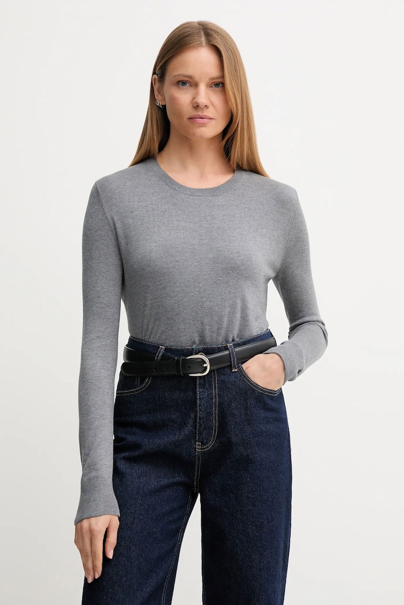 United Colors of Benetton pulover din amestec de mătase femei, culoarea gri, light, 1ZRED10CP