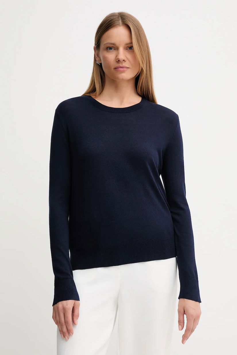 United Colors of Benetton pulover din amestec de mătase femei, culoarea bleumarin, light, 1ZRED10CP