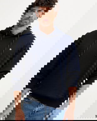 United Colors of Benetton hanorac de bumbac culoarea negru, cu glugă, uni, 342ZU201K