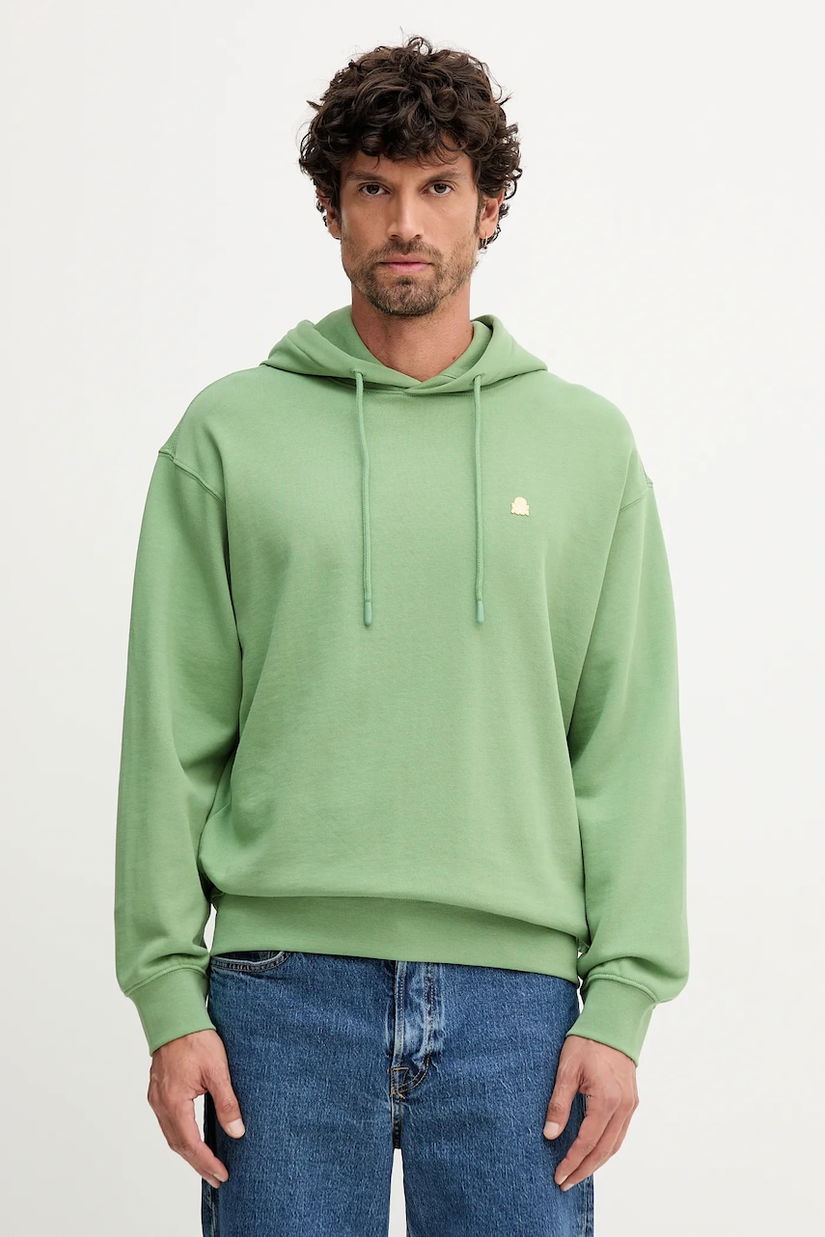 United Colors of Benetton hanorac de bumbac culoarea negru, cu glugă, uni, 342ZU201K