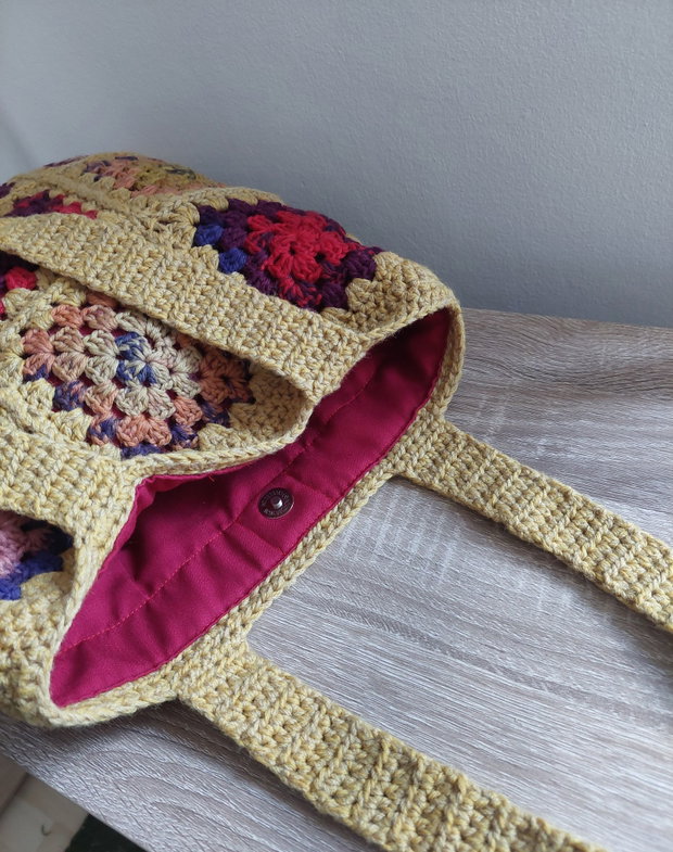 Sacoșă tote bag shopper crosetata manual captusita