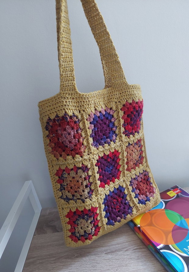 Sacoșă tote bag shopper crosetata manual captusita