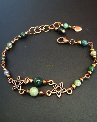 Bratara cu chandeliere cuprate si agate indiene