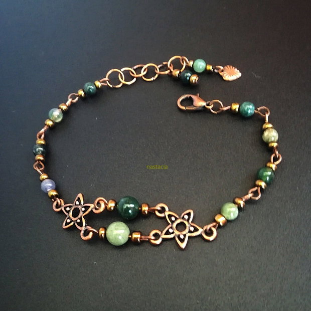Bratara cu chandeliere cuprate si agate indiene