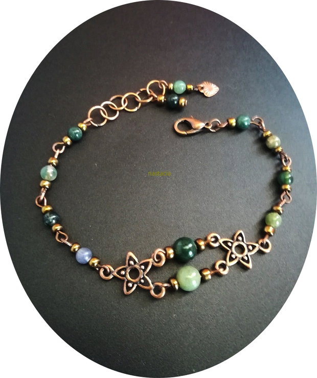 Bratara cu chandeliere cuprate si agate indiene