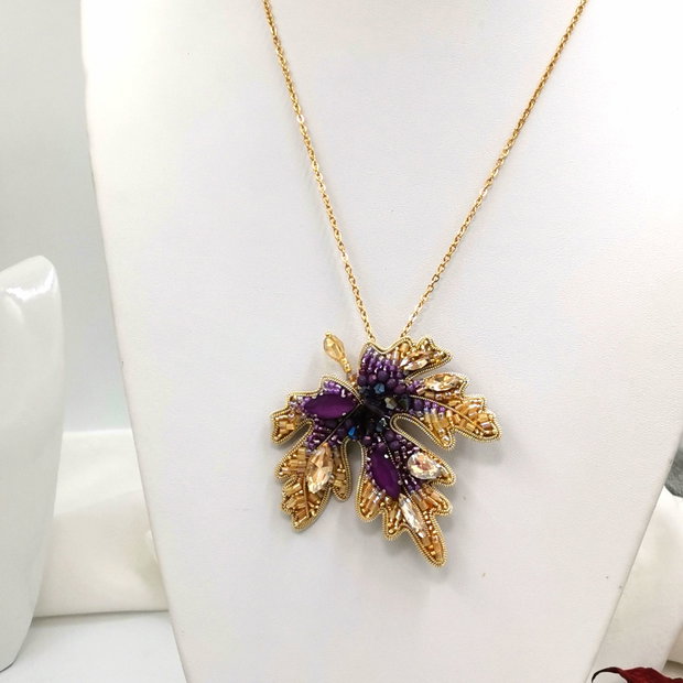 Rezervat Broșă/Colier Frunză  Amurg Violet