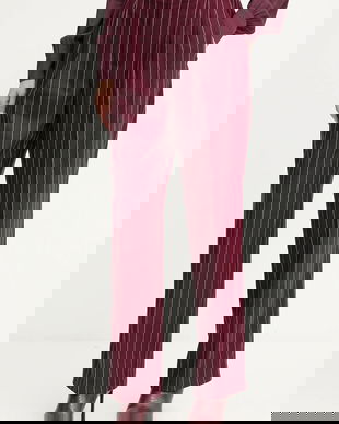 MAX&Co. pantaloni din lână culoarea bordo, mulată, high waist, 2528136022200