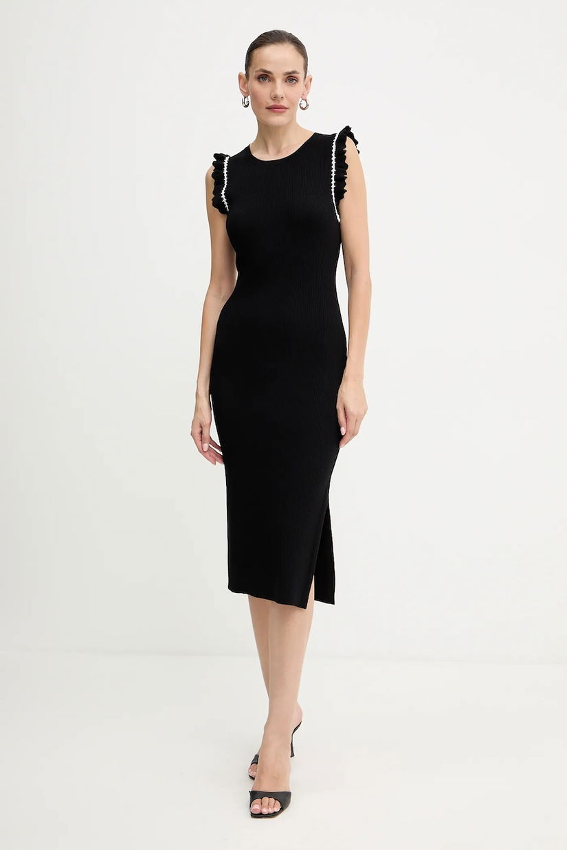 Morgan rochie culoarea negru, midi, mulată, RMSAGA