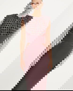 Elisabetta Franchi rochie culoarea bordo, midi, mulată, AB83457E2