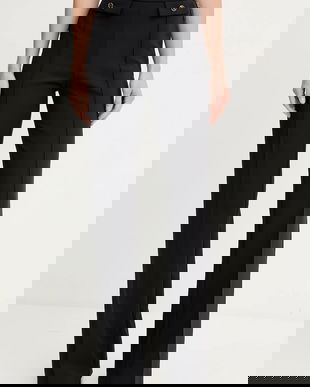 Elisabetta Franchi pantaloni culoarea negru, drept, high waist, PA12156E2