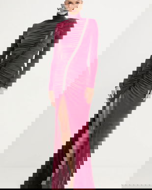 Elisabetta Franchi rochie culoarea bordo, maxi, mulată, ABR0957E2