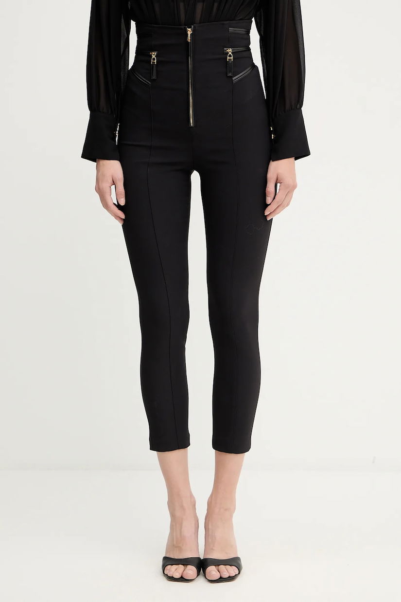 Elisabetta Franchi pantaloni culoarea negru, mulată, high waist, PA11956E2
