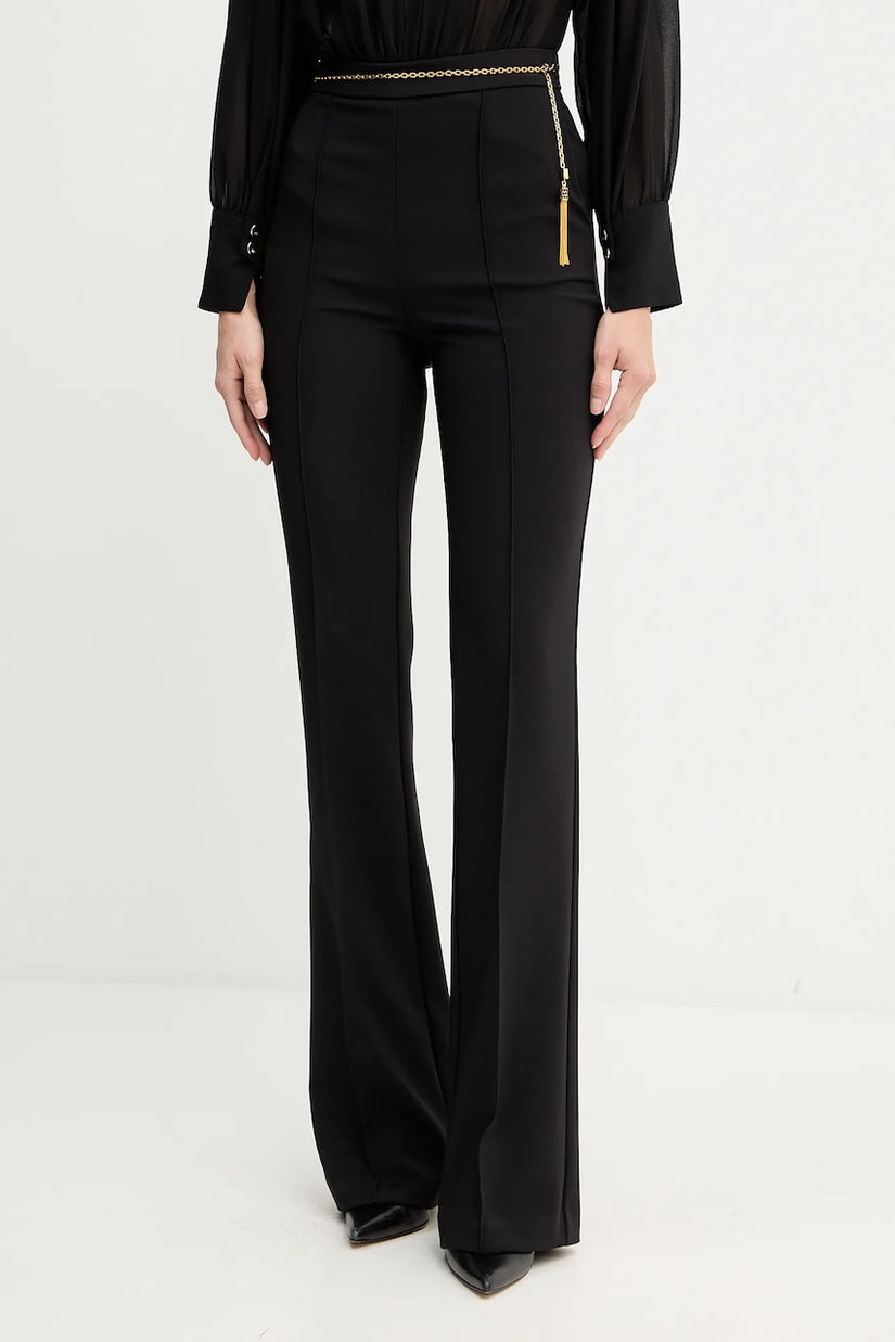 Elisabetta Franchi pantaloni culoarea negru, evazați, high waist, PA14157E2