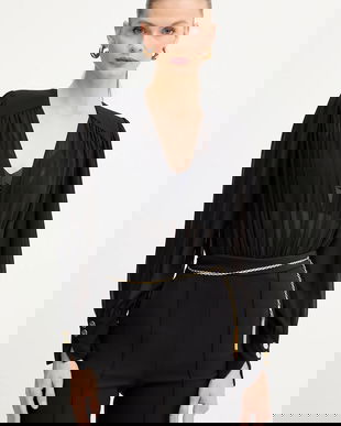 Elisabetta Franchi body culoarea negru, uni, CB00857E2