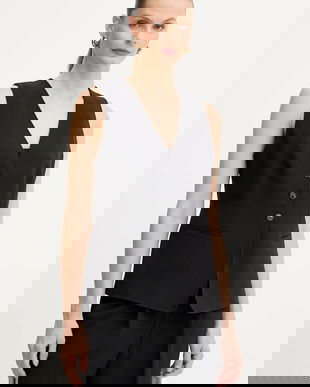 BOSS Orange vestă culoarea negru, un singur rând de nasturi, 50549419