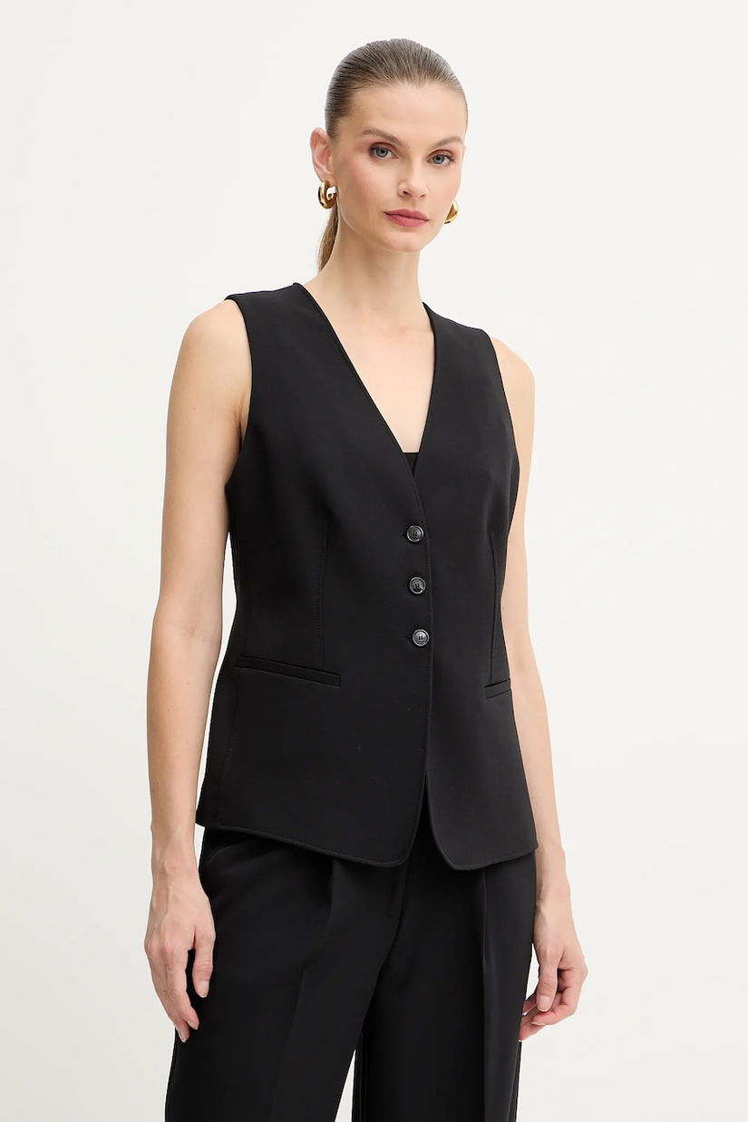 BOSS Orange vestă culoarea negru, un singur rând de nasturi, 50549419
