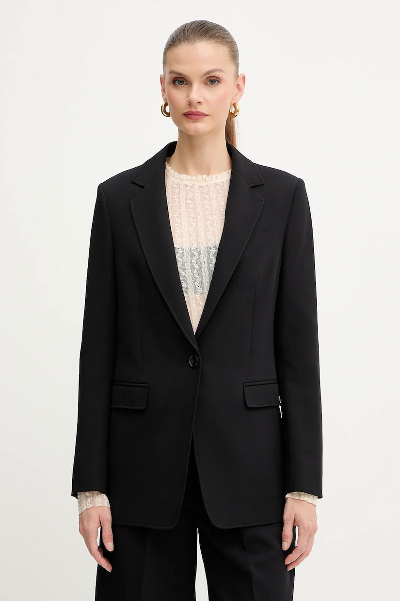 BOSS Orange sacou culoarea negru, un singur rând de nasturi, uni, 50549396